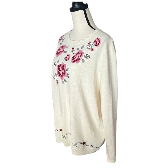 Vintage Alfred Dunner Floral  Embroidered embellished Sweater. Size 1X - Picture 4 of 6